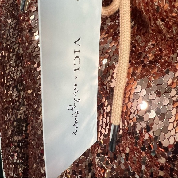 VICI x Emily Travis Rose Gold Sequin Joggers, New with Tags, Size Small - Picture 7 of 7